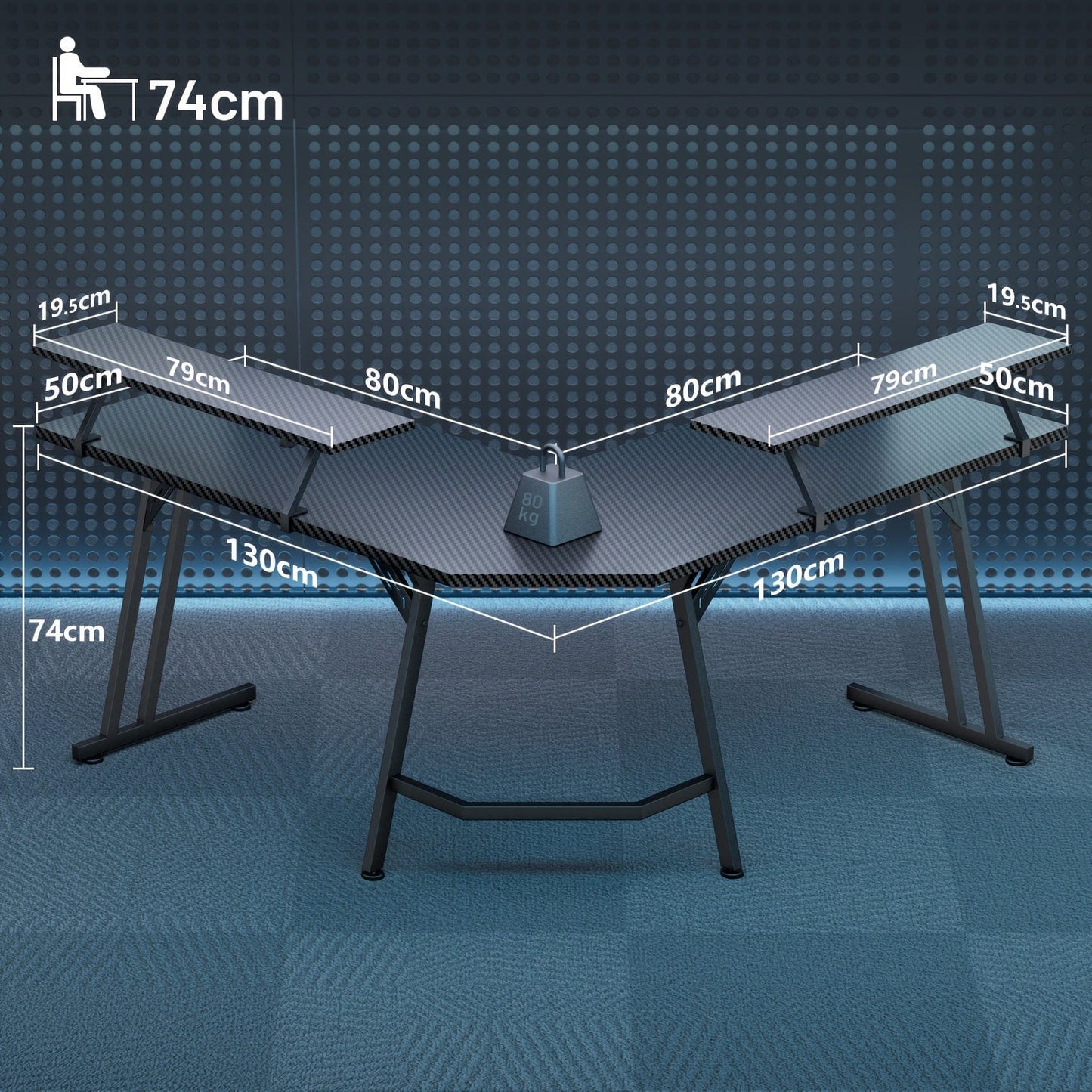 Bureau gamer angle 130 x 130 cm
