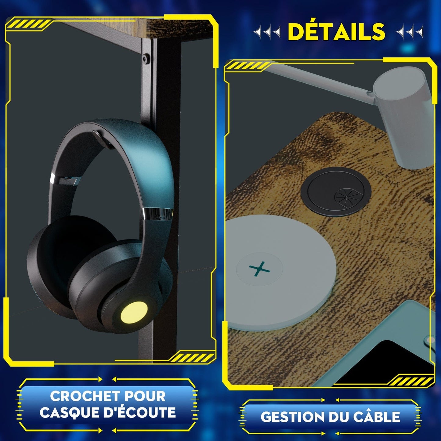 Bureau gamer angle 100 x 50 cm
