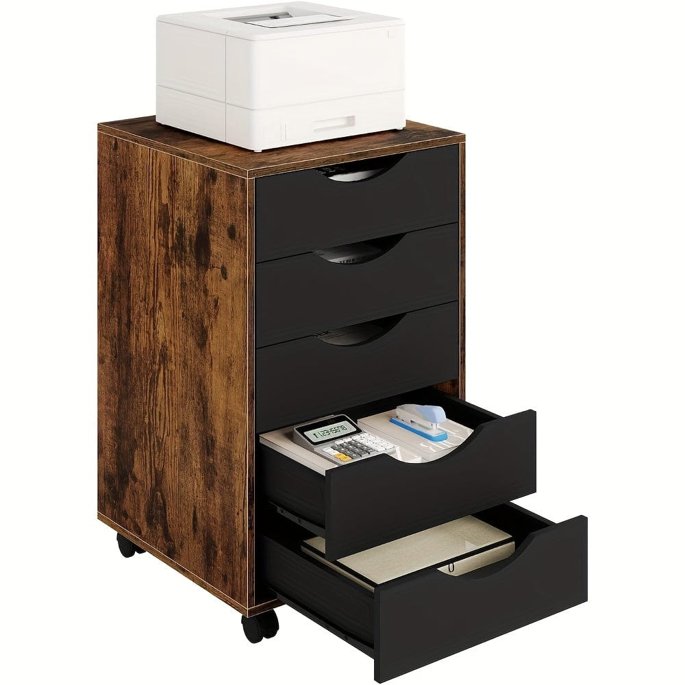 Caisson bureau noir et bois