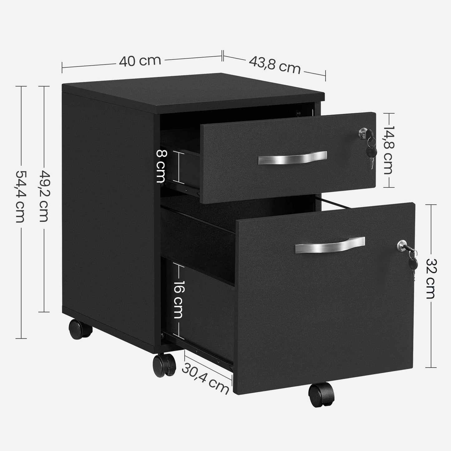 Caisson bureau avec serrure