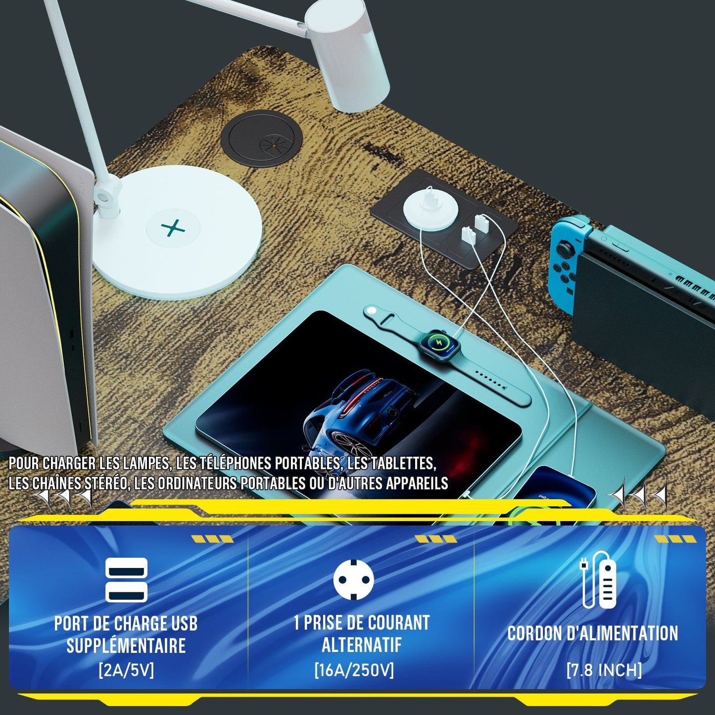 Bureau gamer angle 100 x 50 cm