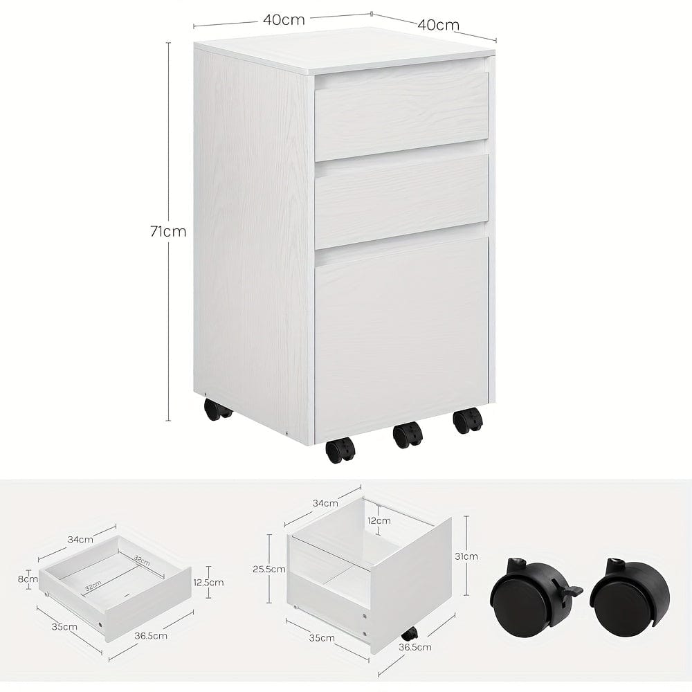 Caisson 3 tiroirs blanc 40x70x40cm