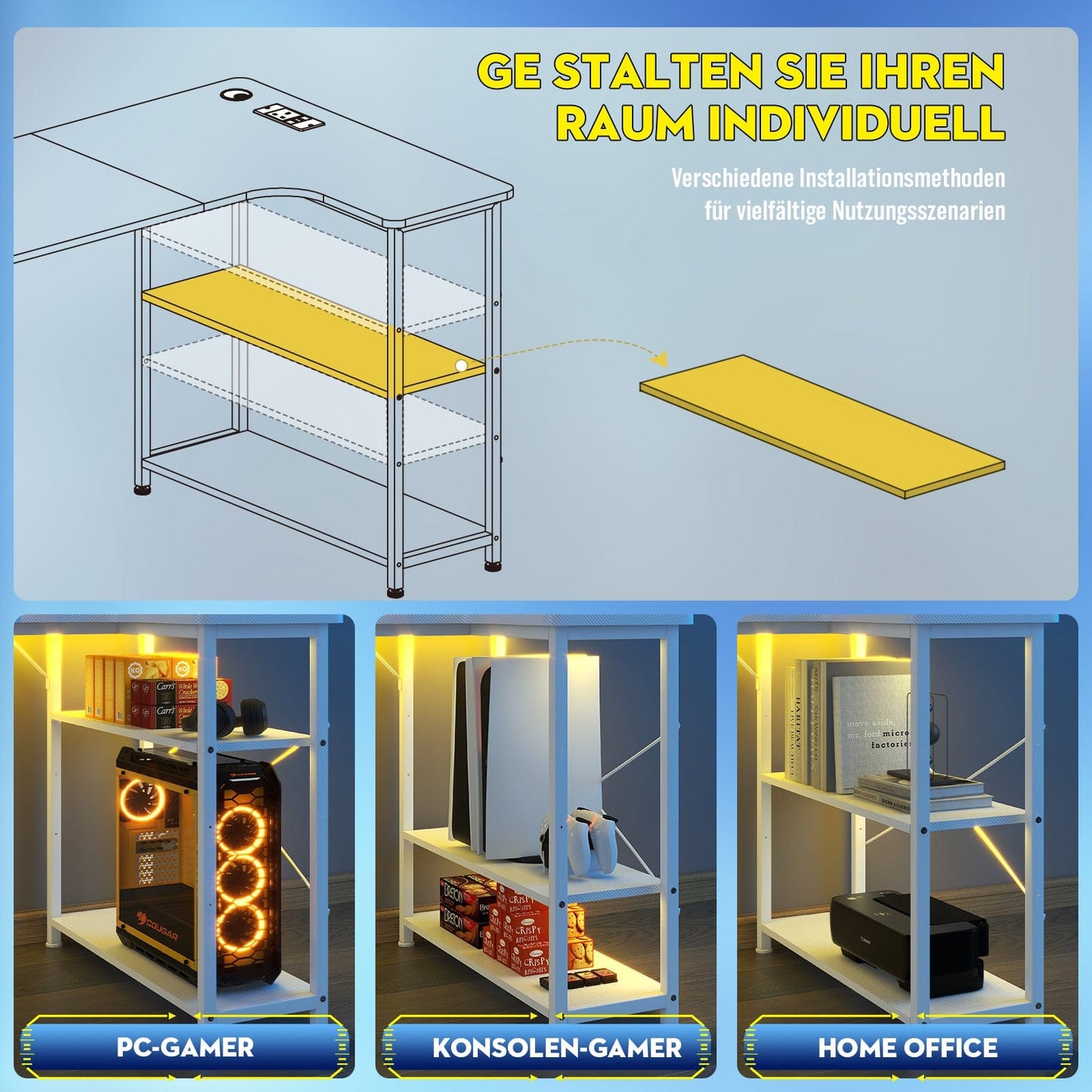 Bureau gamer angle 100 x 50 cm