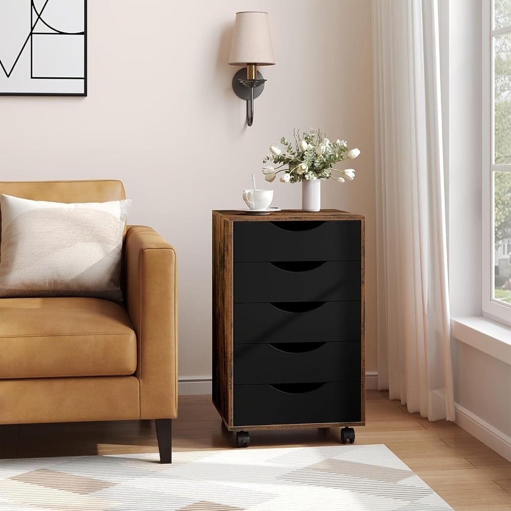 Caisson bureau noir et bois