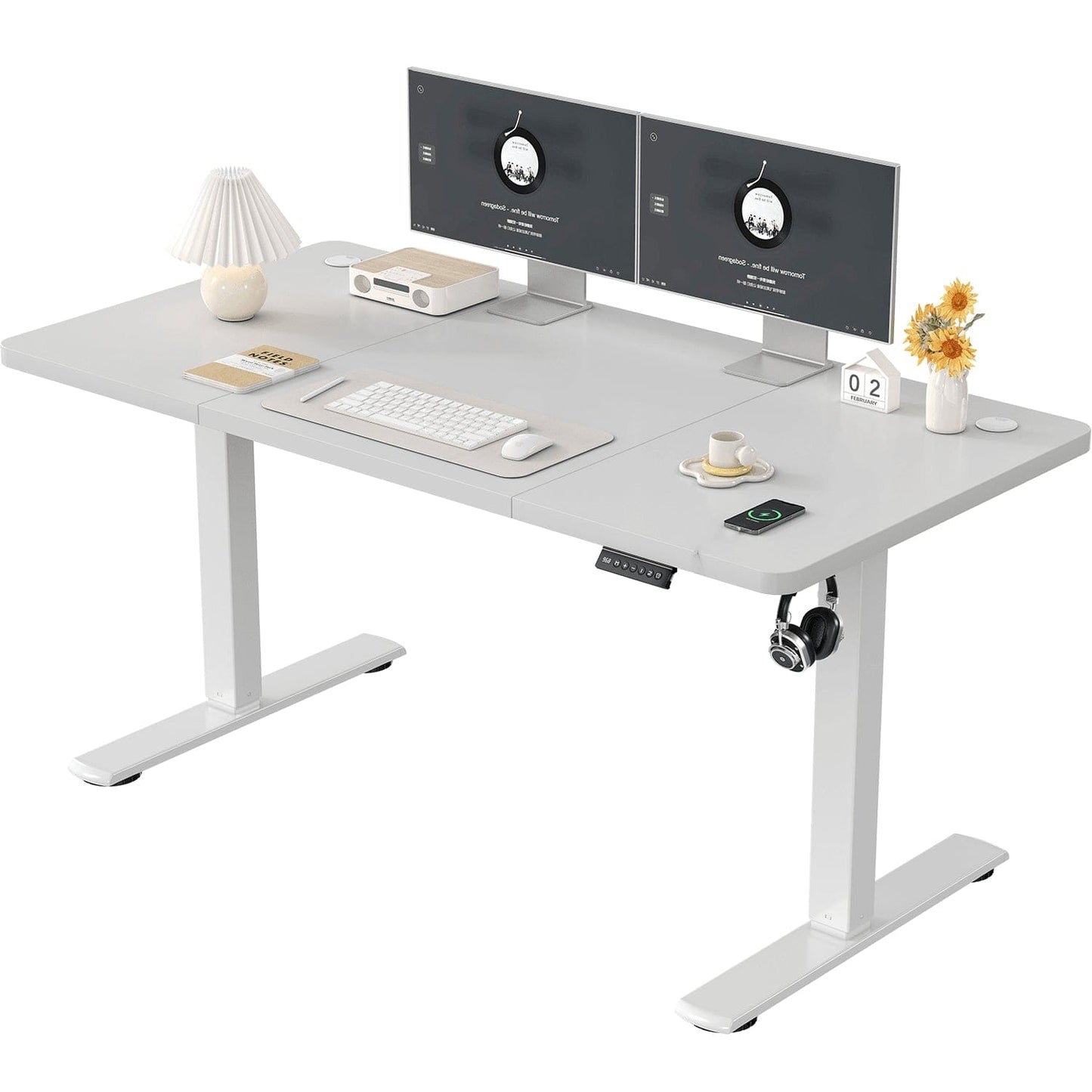 Bureau assis debout blanc 140 x 60 cm