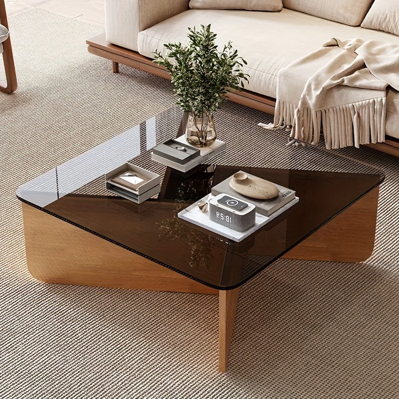 Table basse en verre trempé 80 cm x 80 cm