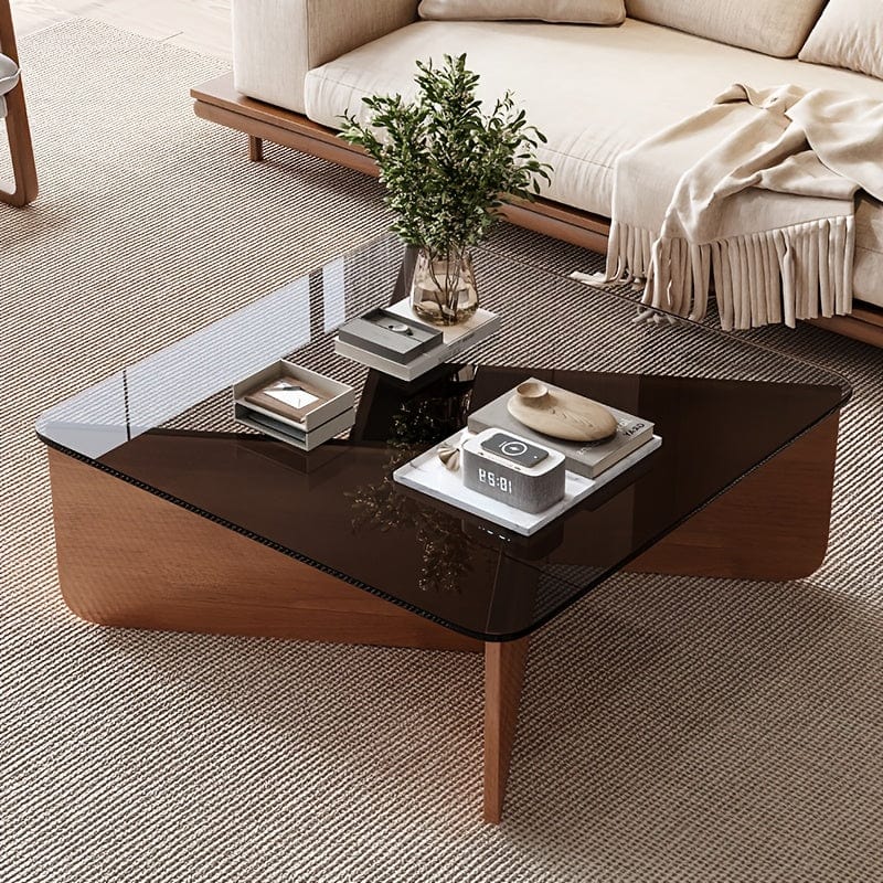 Table basse en verre trempé 80 cm x 80 cm