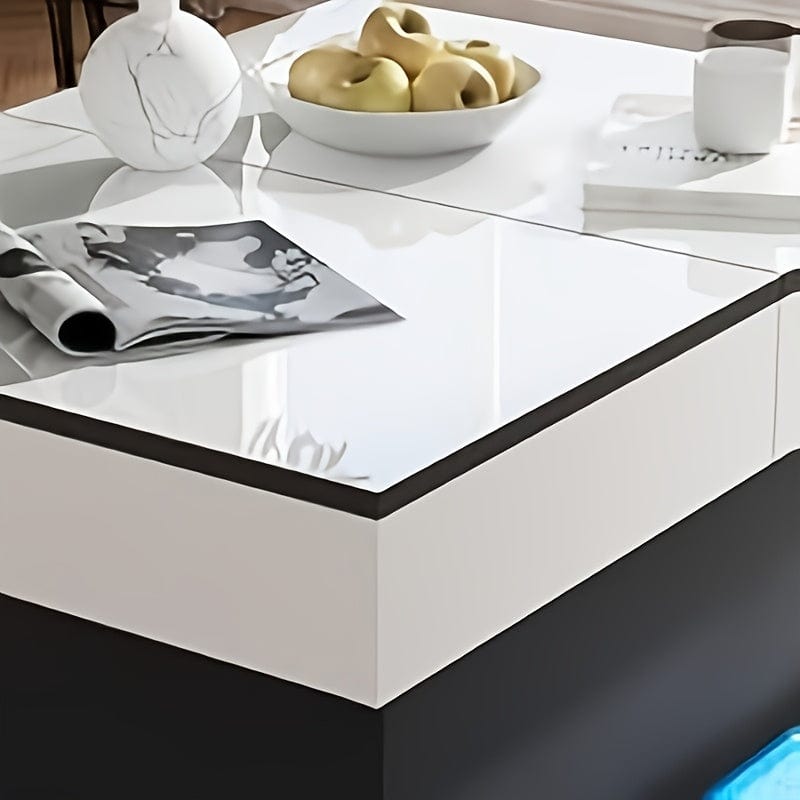 Table basse blanche avec rangement rectangulaire blanc laqué