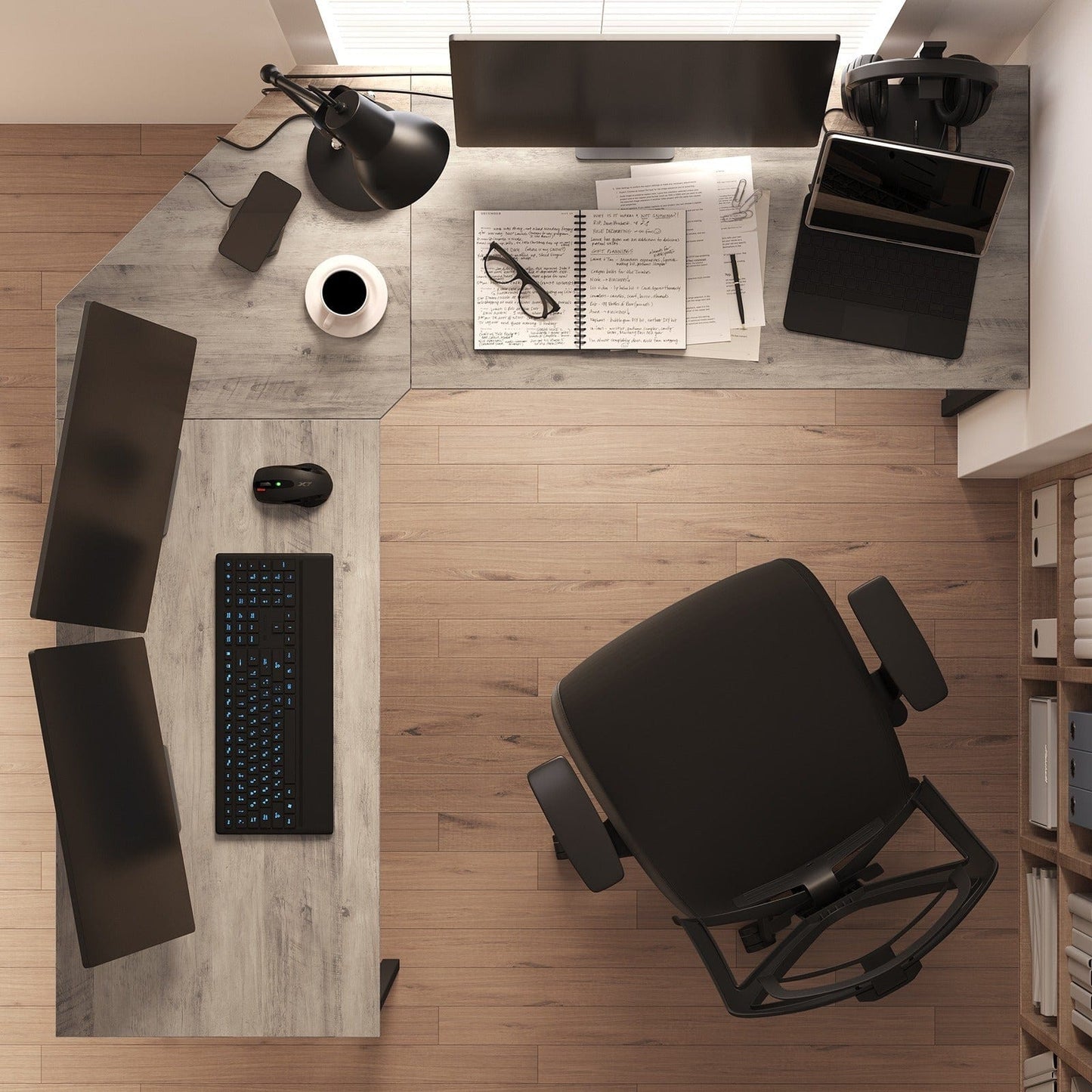 Bureau d'angle style industriel