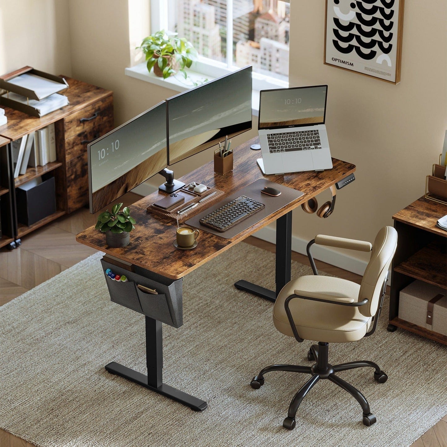 Bureau assis debout bois