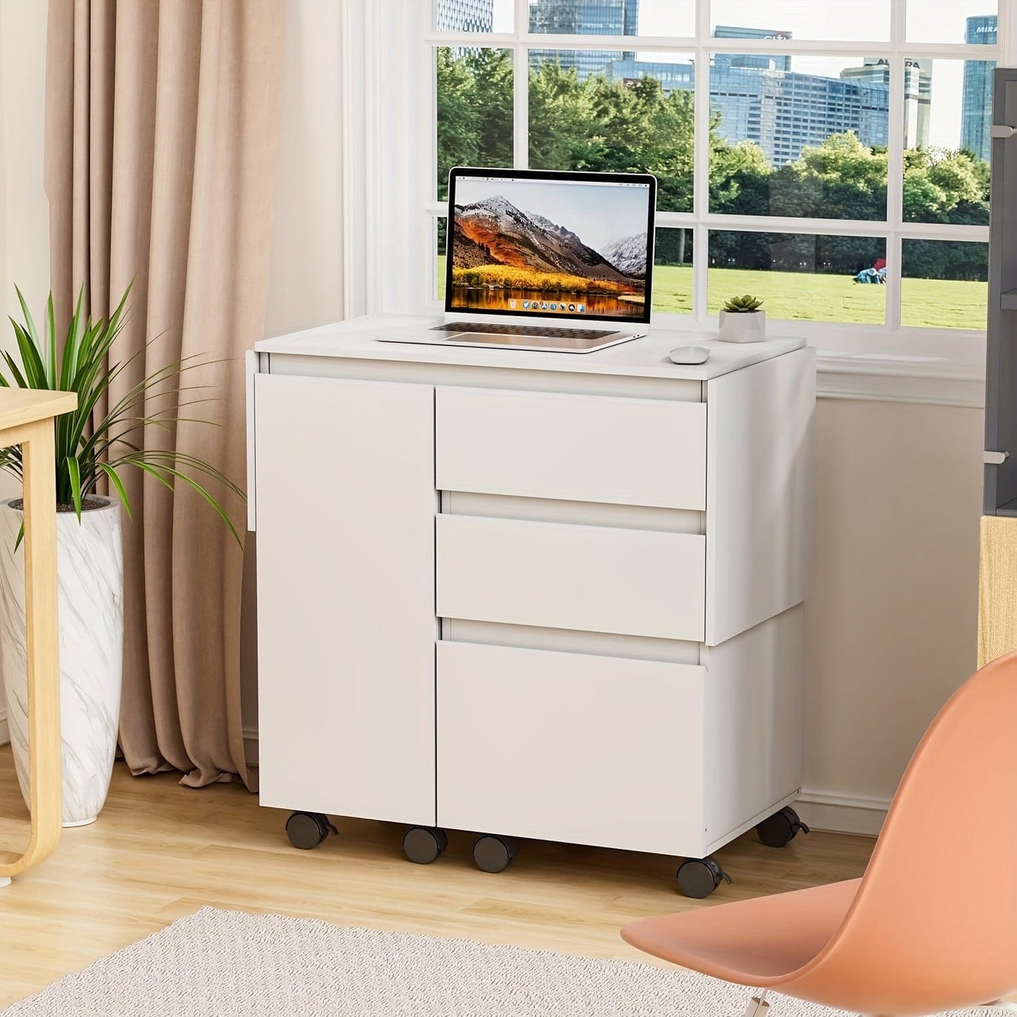 Bureau blanc avec rangement 120 X 36.5 X 73 Cm