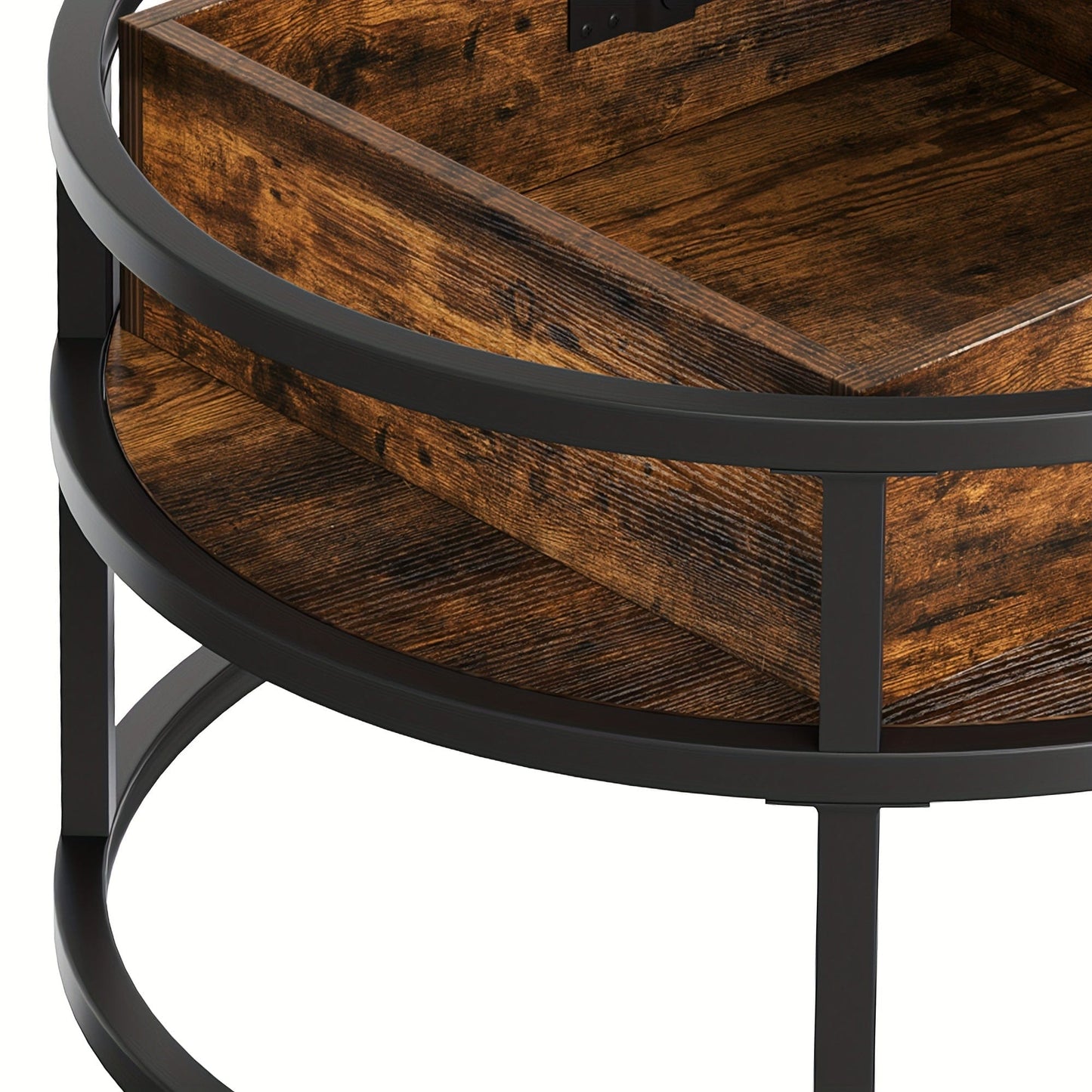 Table basse ronde en bois et metal