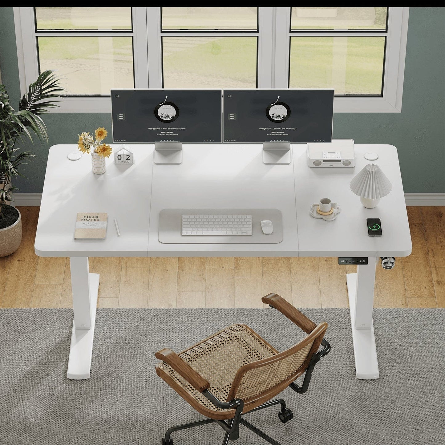 Bureau assis debout blanc 140 x 60 cm