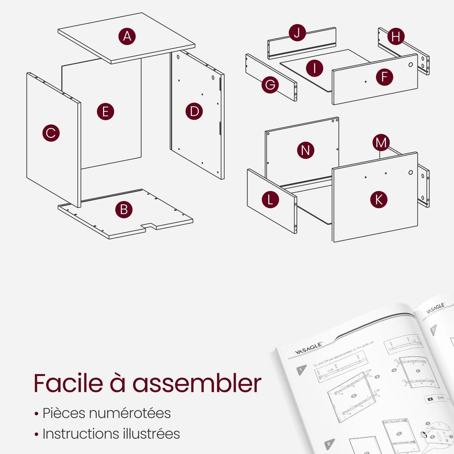 Caisson bureau avec serrure