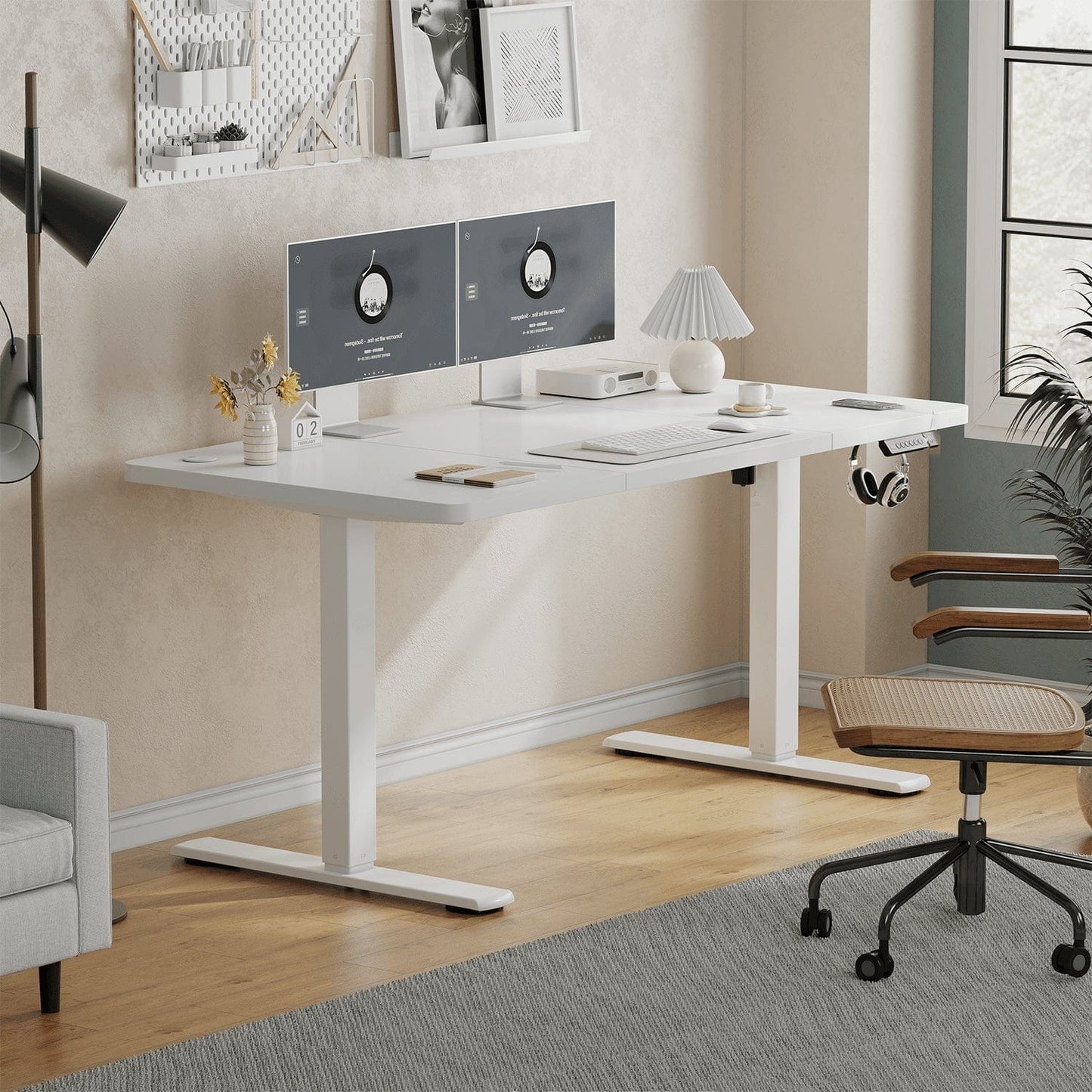 Bureau assis debout blanc 140 x 60 cm