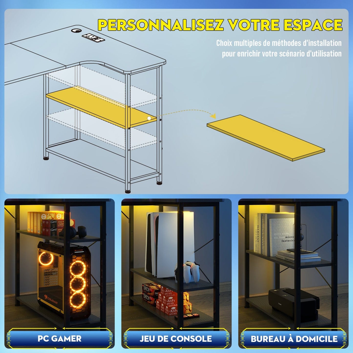 Bureau gamer angle 100 x 50 cm