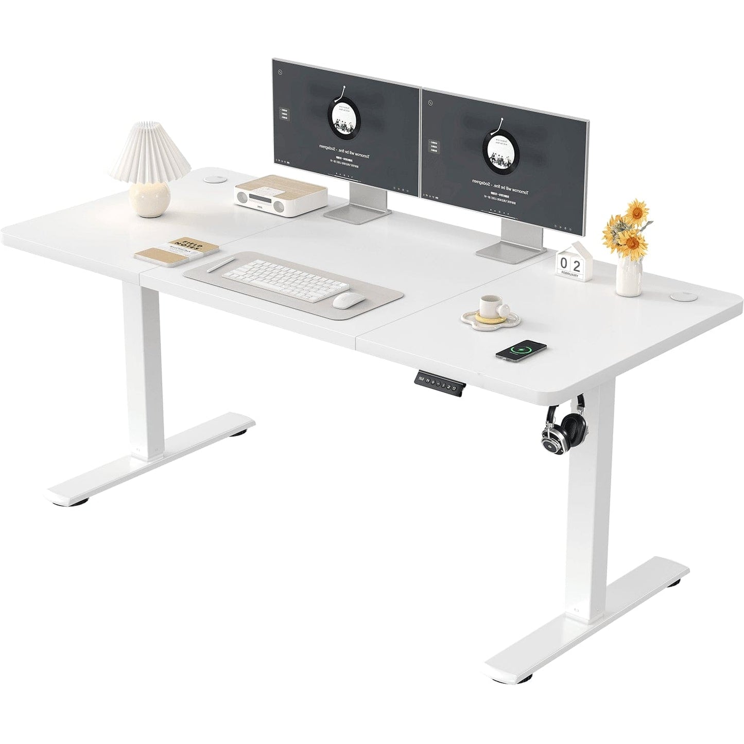 Bureau assis debout blanc 140 x 60 cm