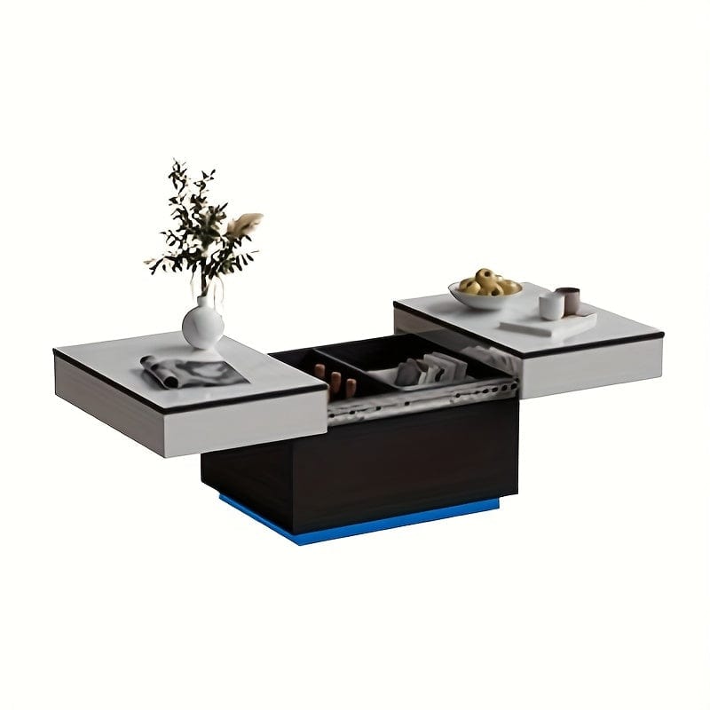 Table basse blanche avec rangement rectangulaire blanc laqué