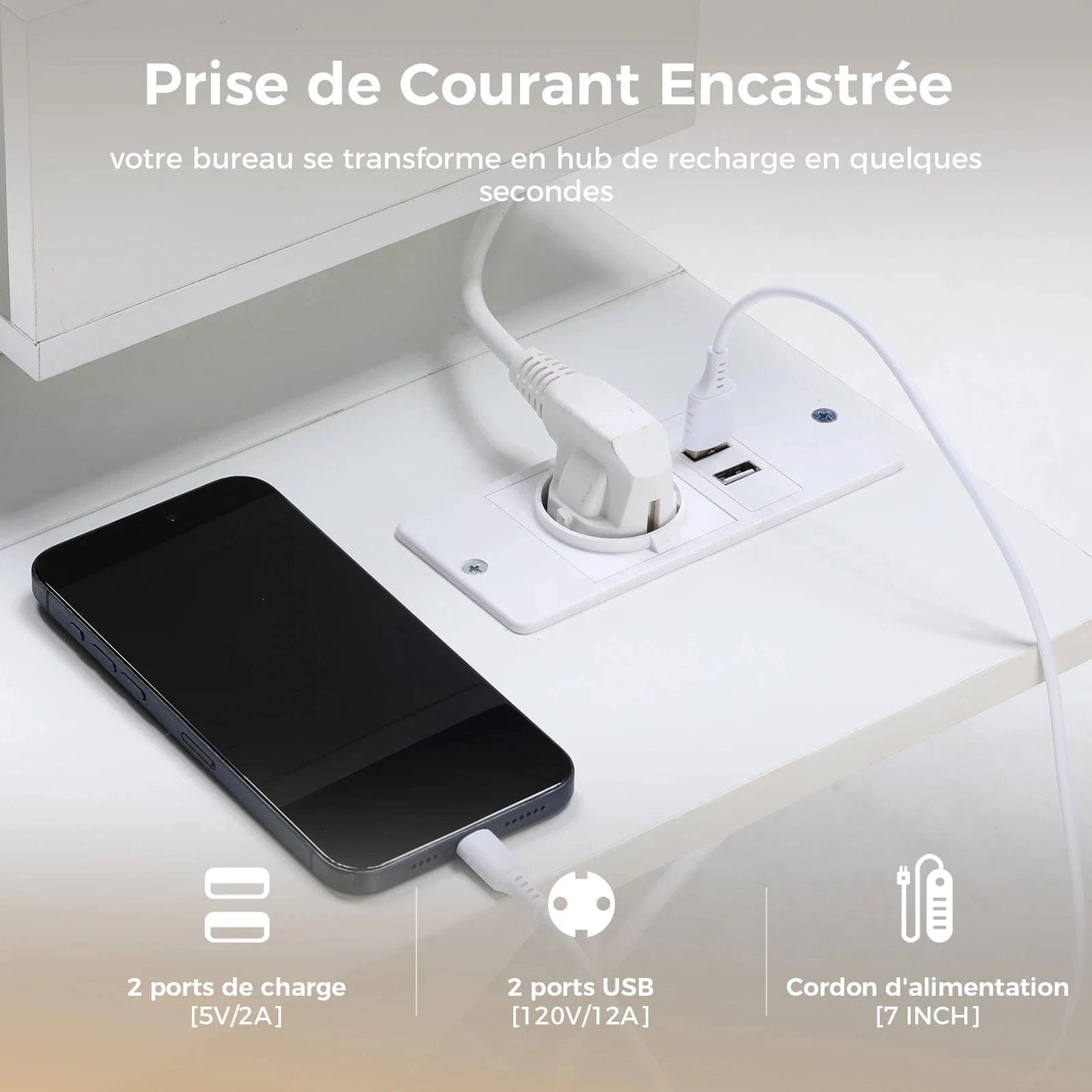 Bureau electrique avec rangement