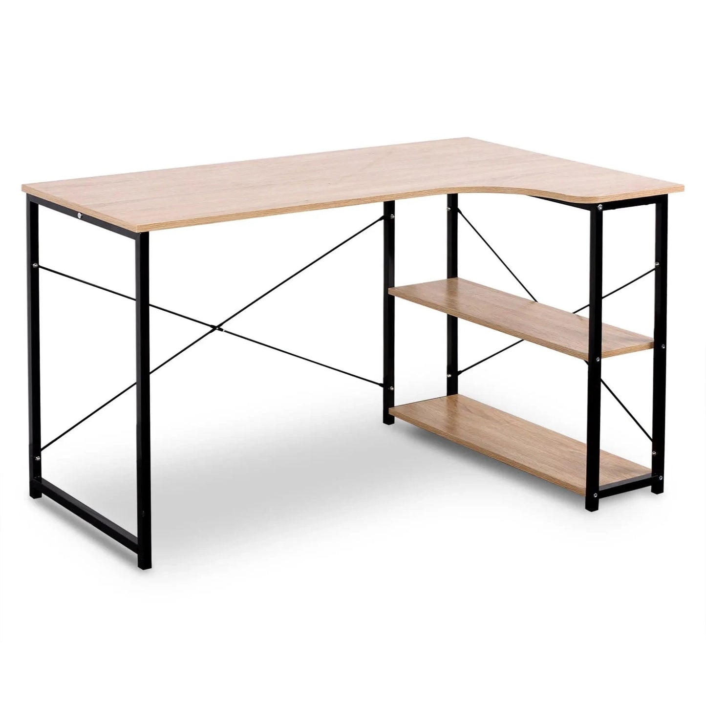 Bureau scandinave métal noir et bois étagère