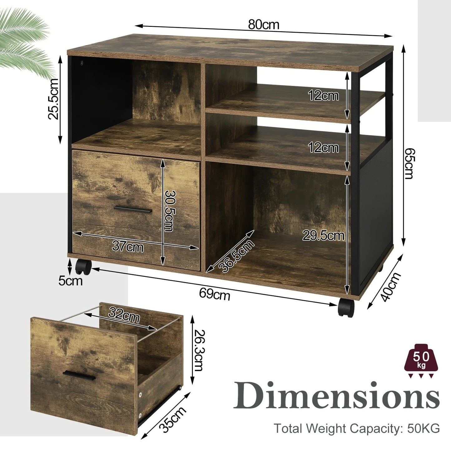 Meuble caisson à roulettes