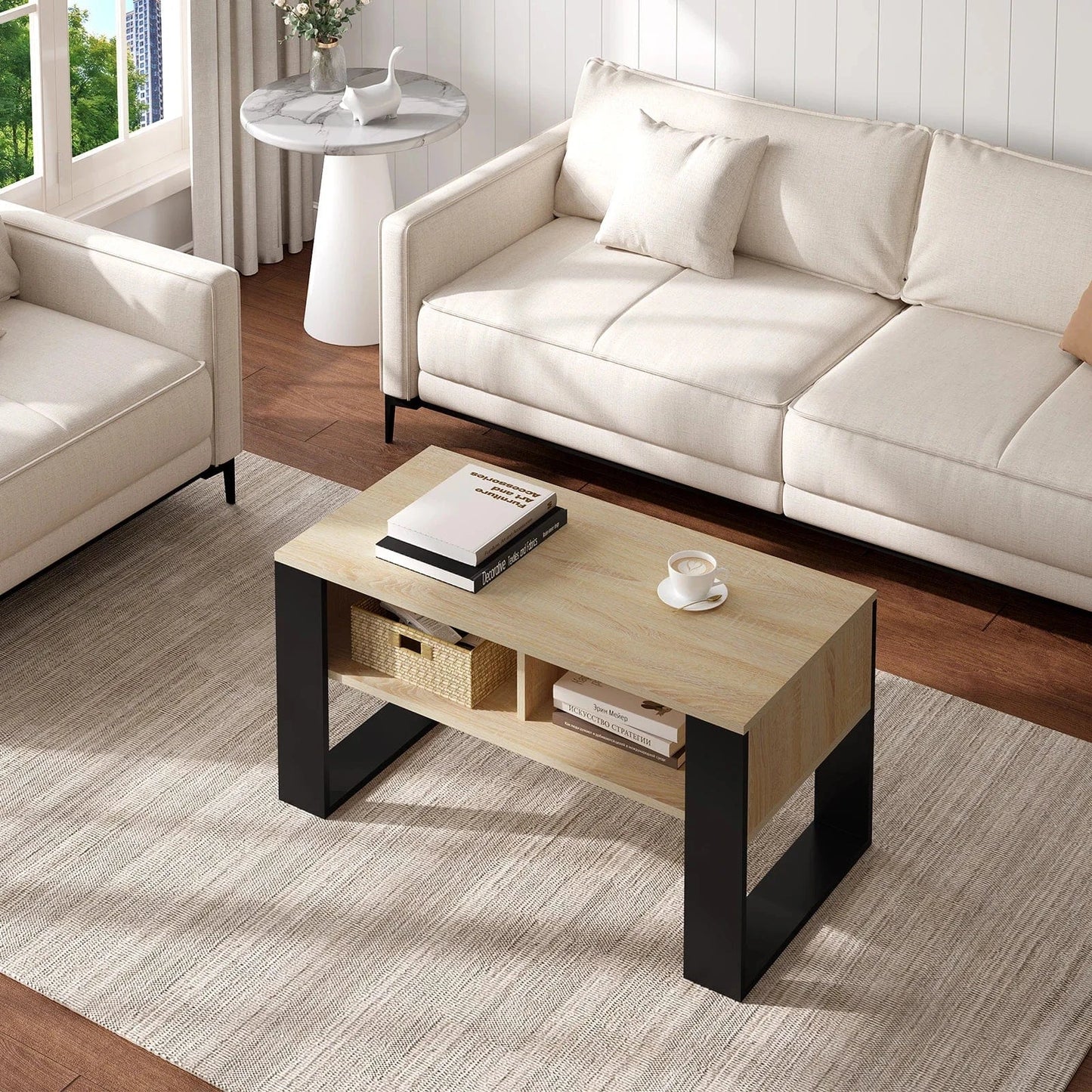 Table basse acier bois design