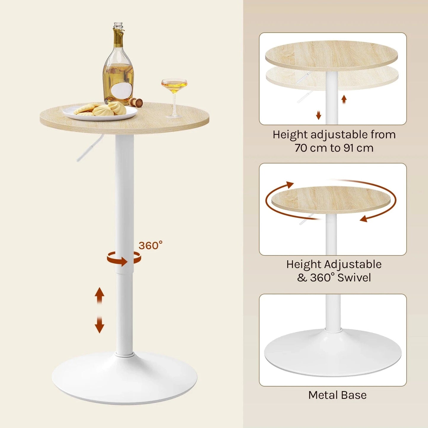 Table haute ronde bois