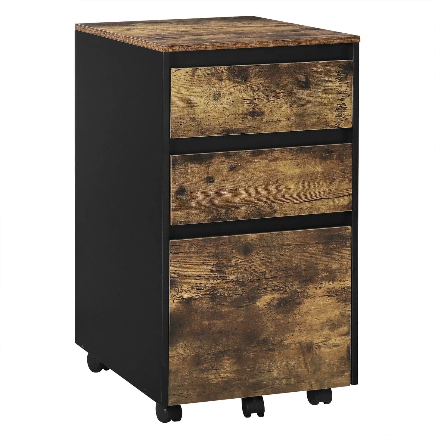 Caisson noir et bois 3 tiroirs