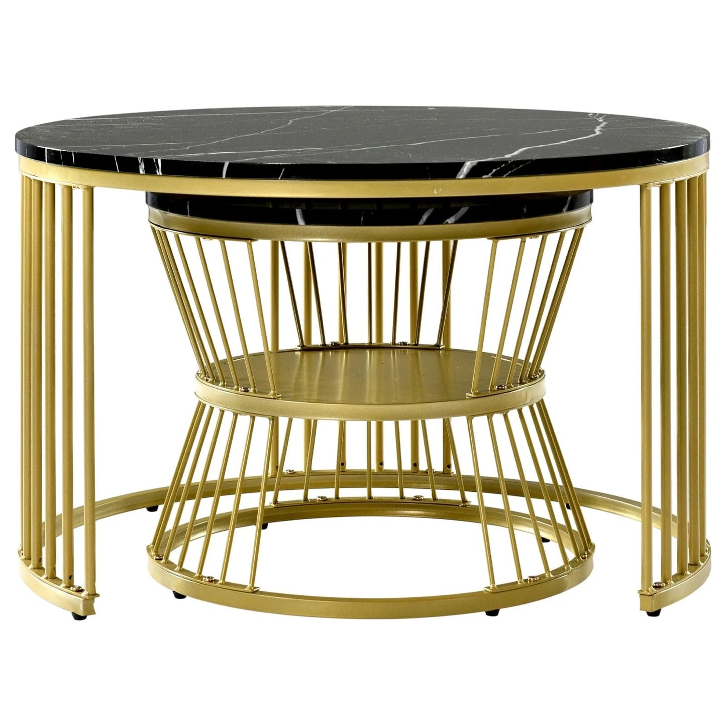 Table basse marbre noir et doré