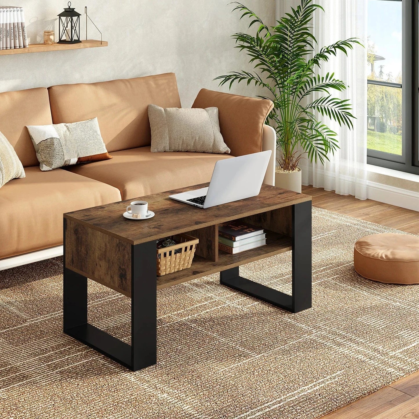 Table basse acier bois design