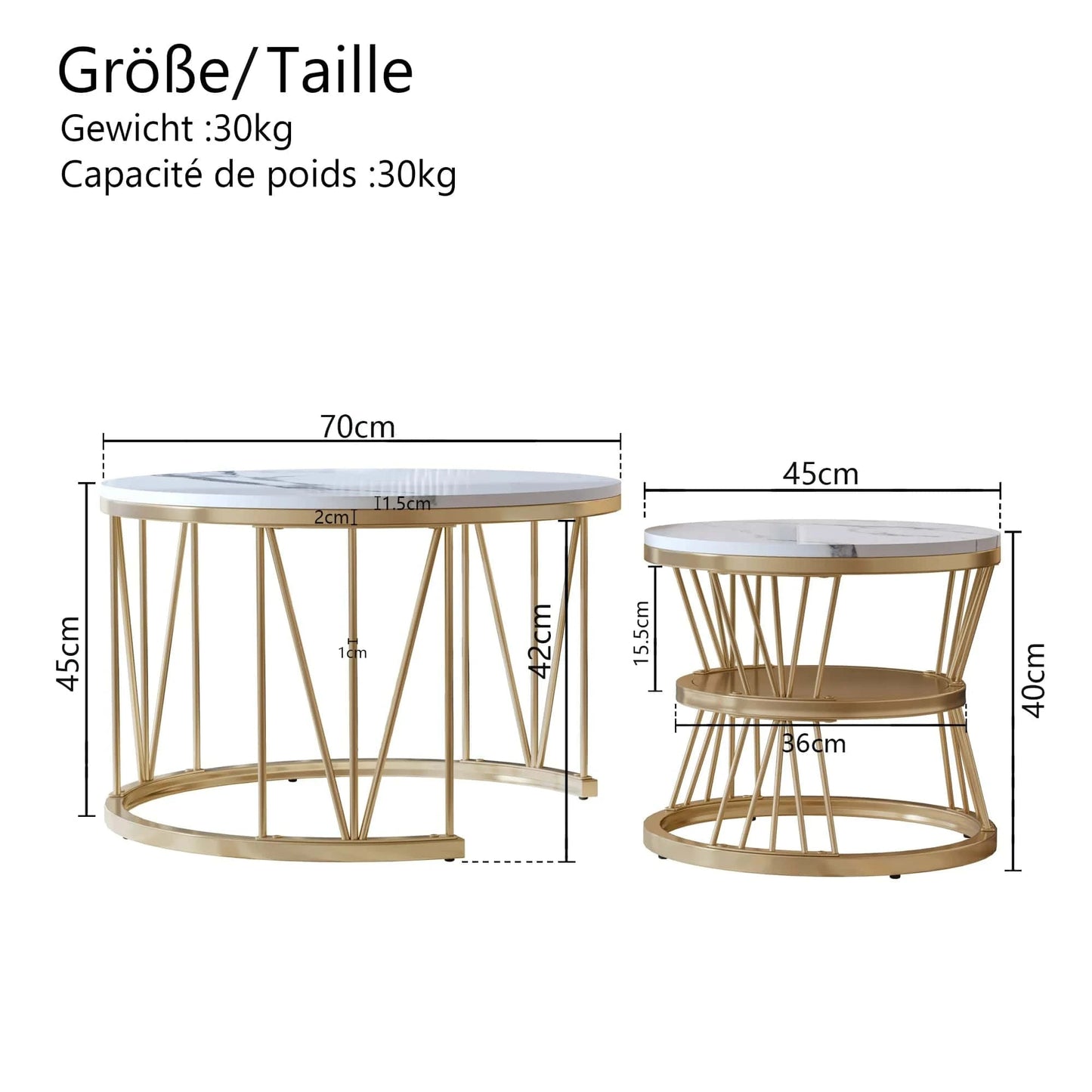 Table basse marbre noir et doré