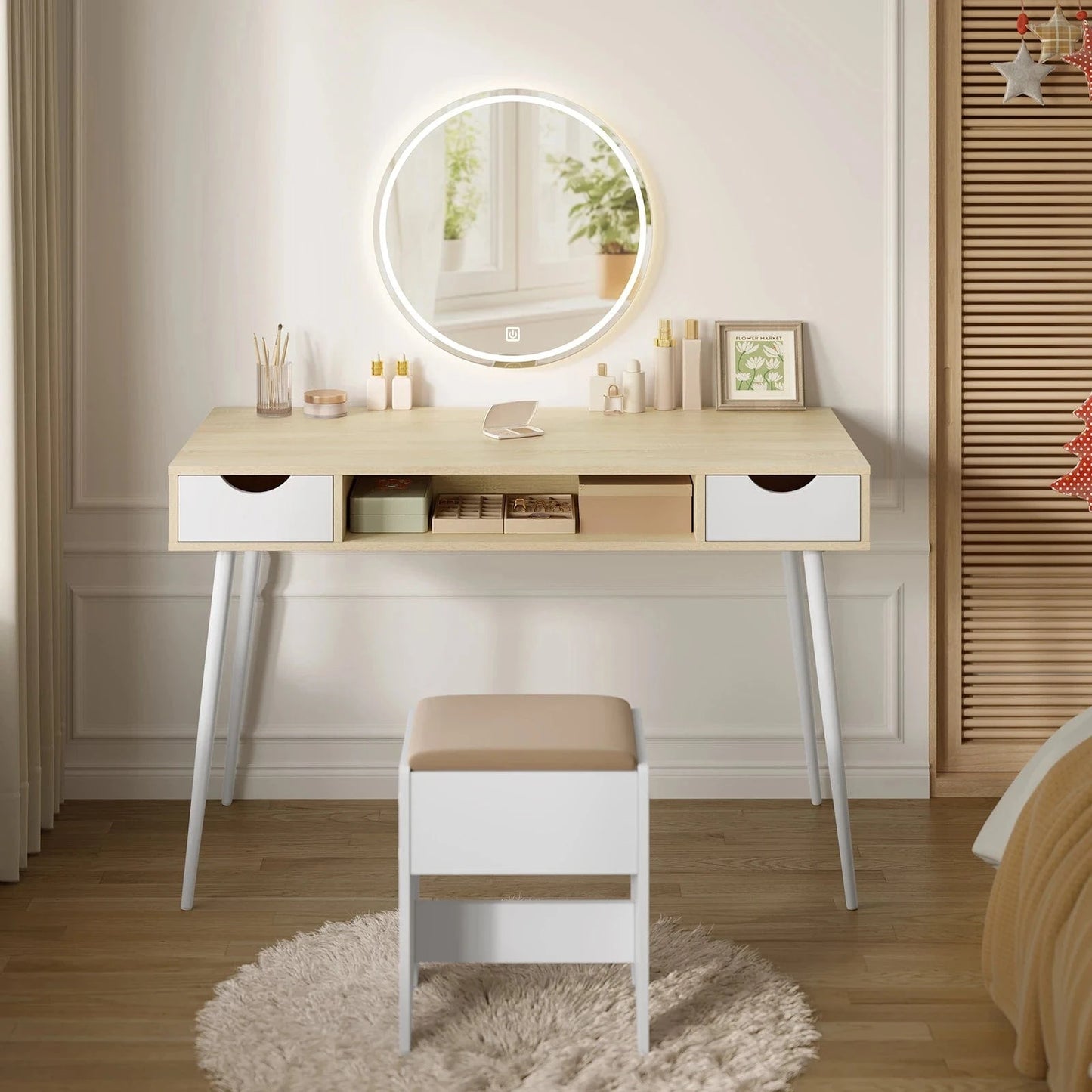 Bureau blanc et bois scandinave