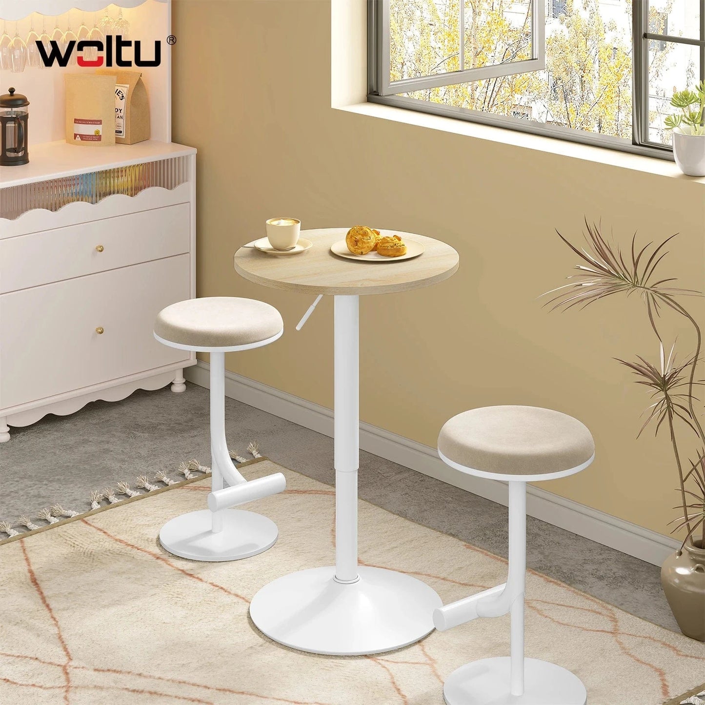 Table haute ronde bois