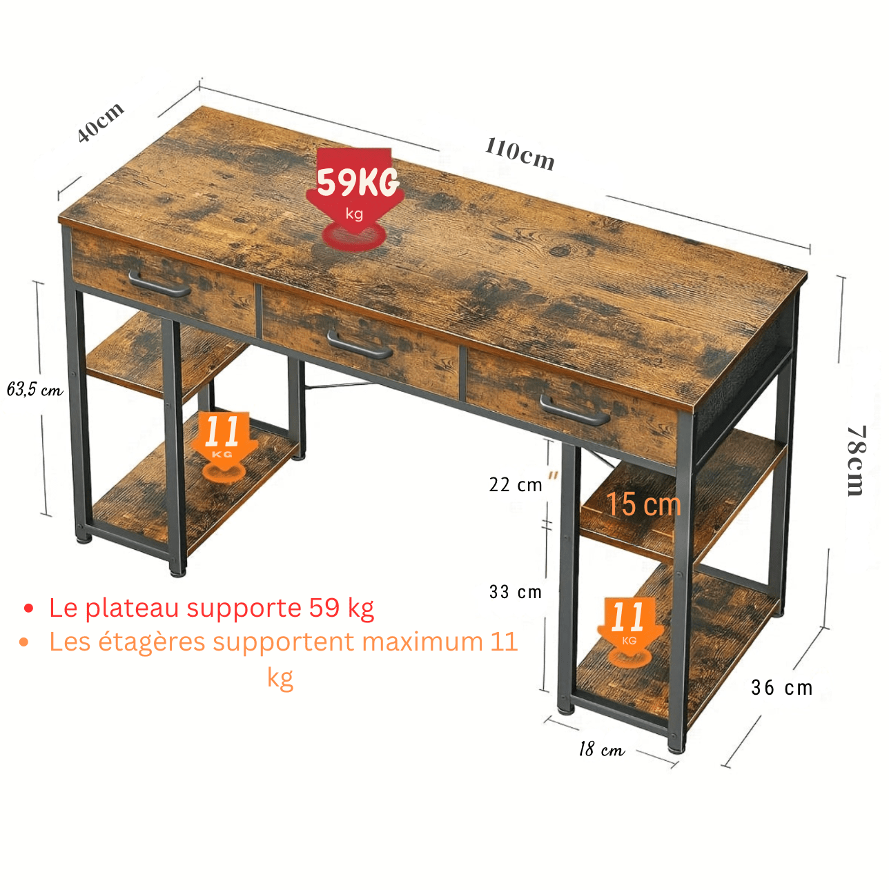 Bureau en bois rustique