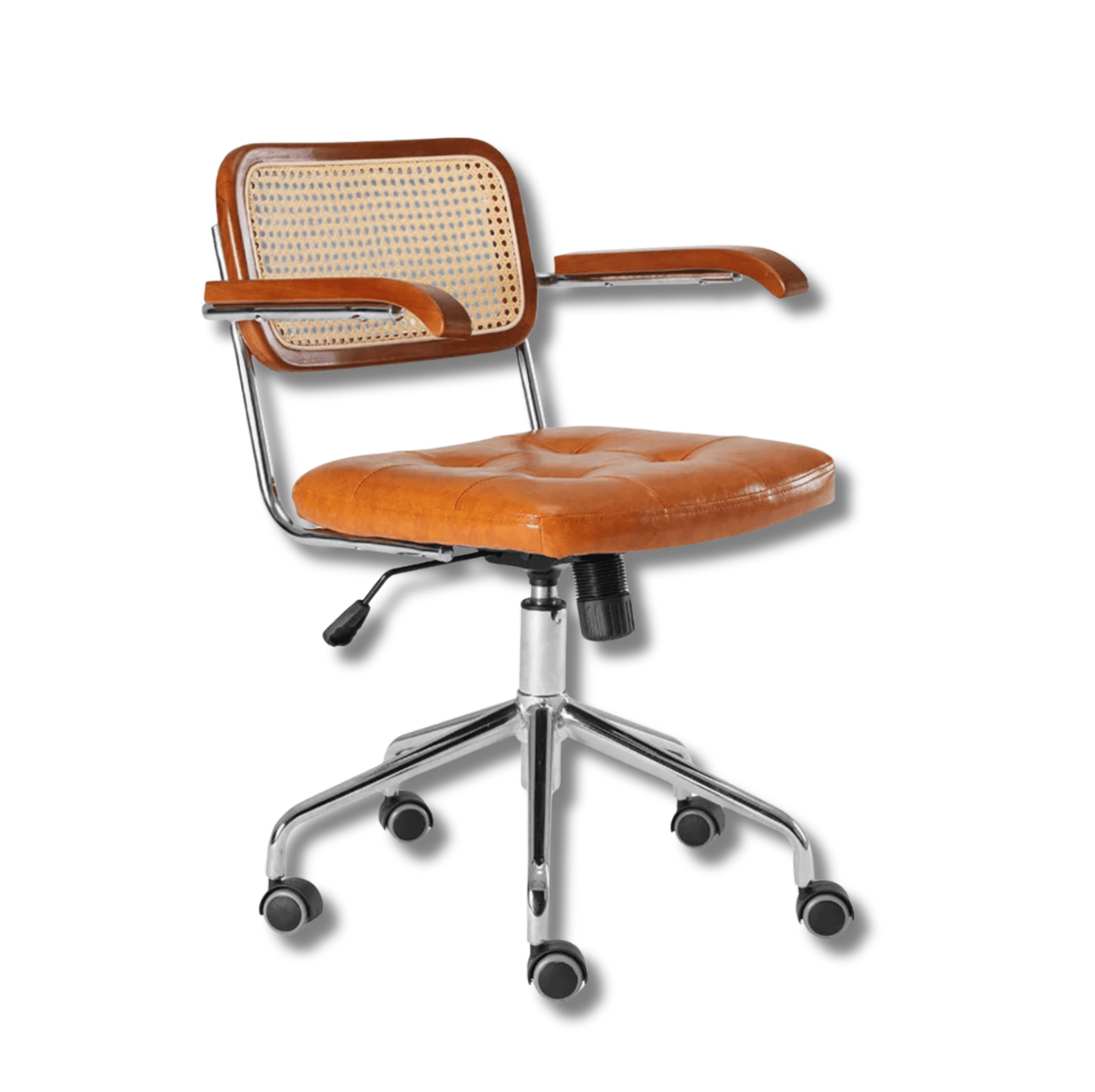 Chaise cuir et bois vintage