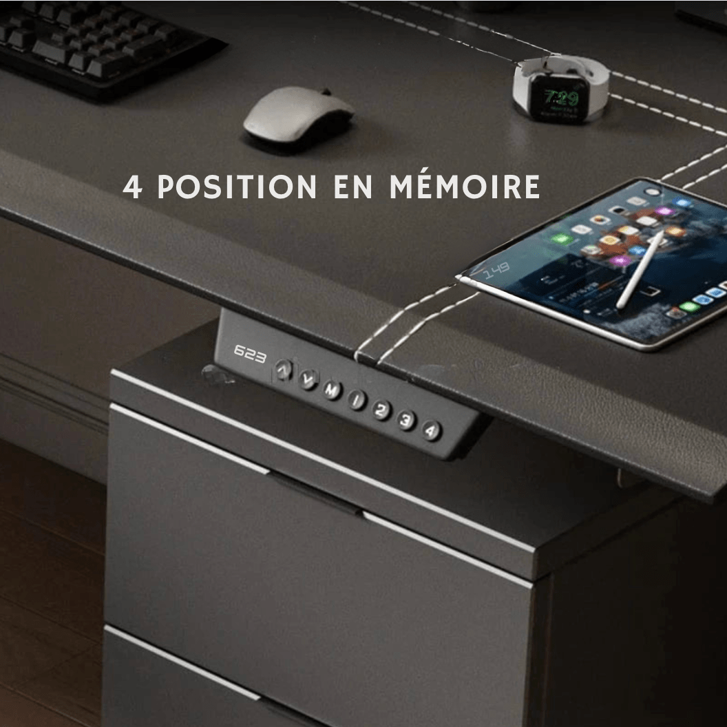Bureau assis debout plateau bois massif