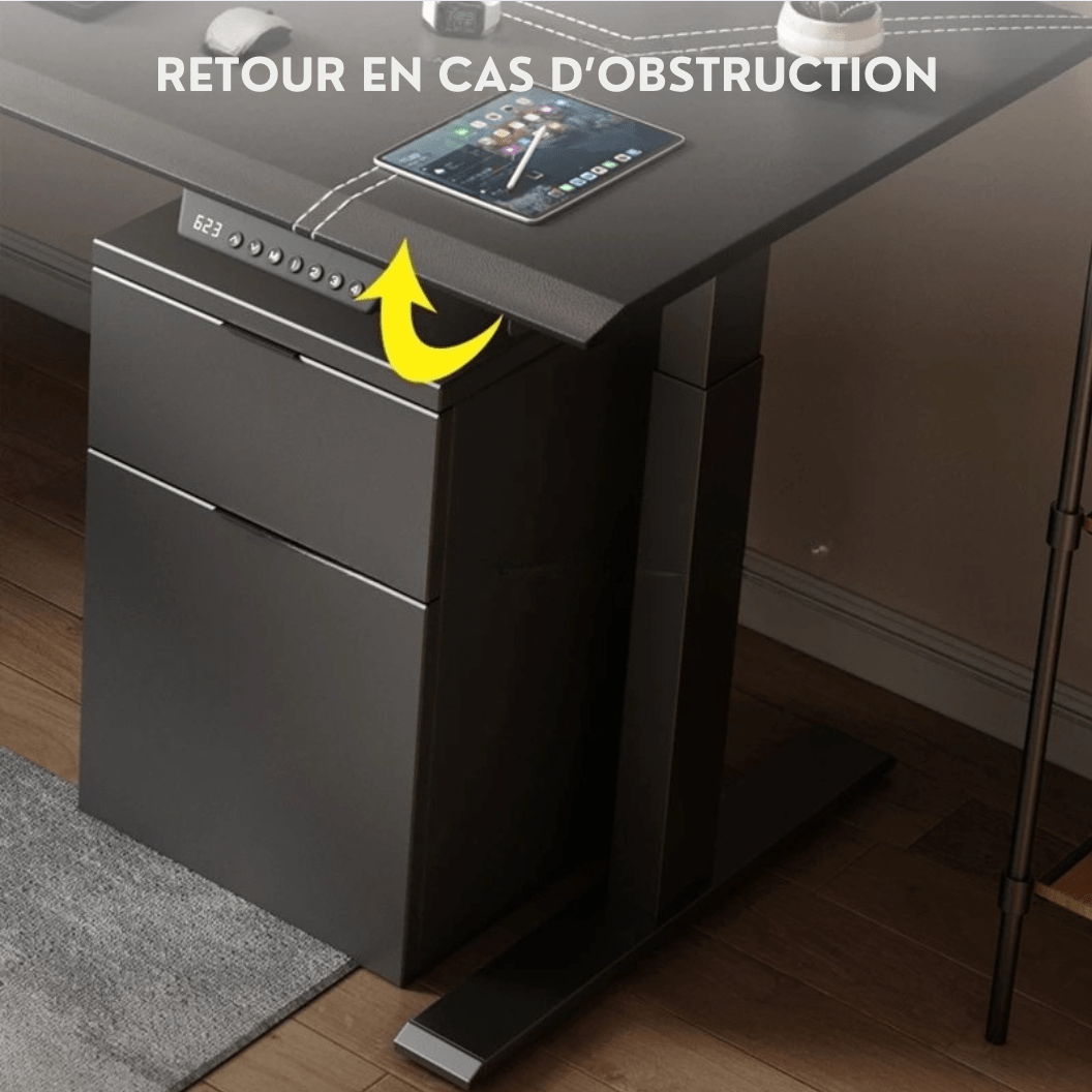 Bureau assis debout plateau bois massif