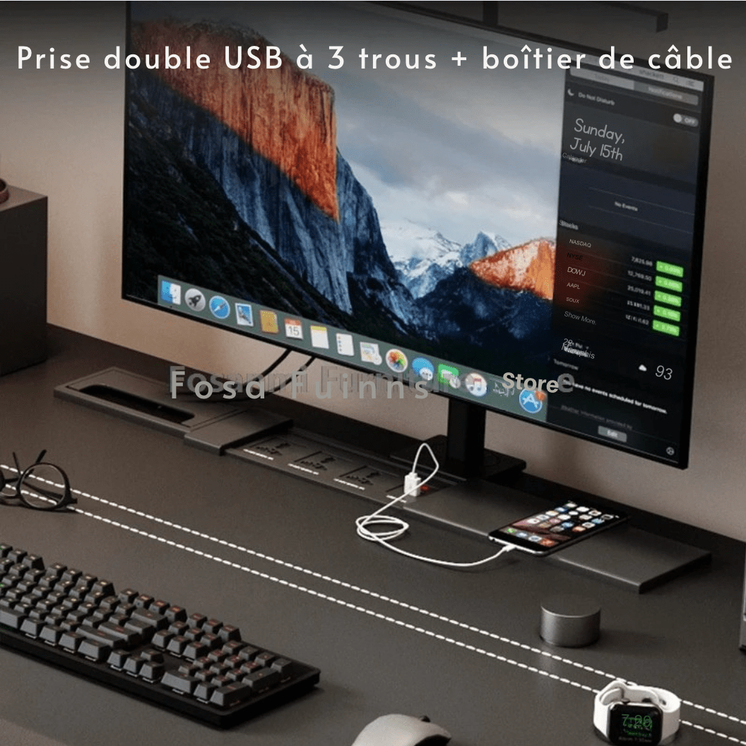 Bureau assis debout plateau bois massif
