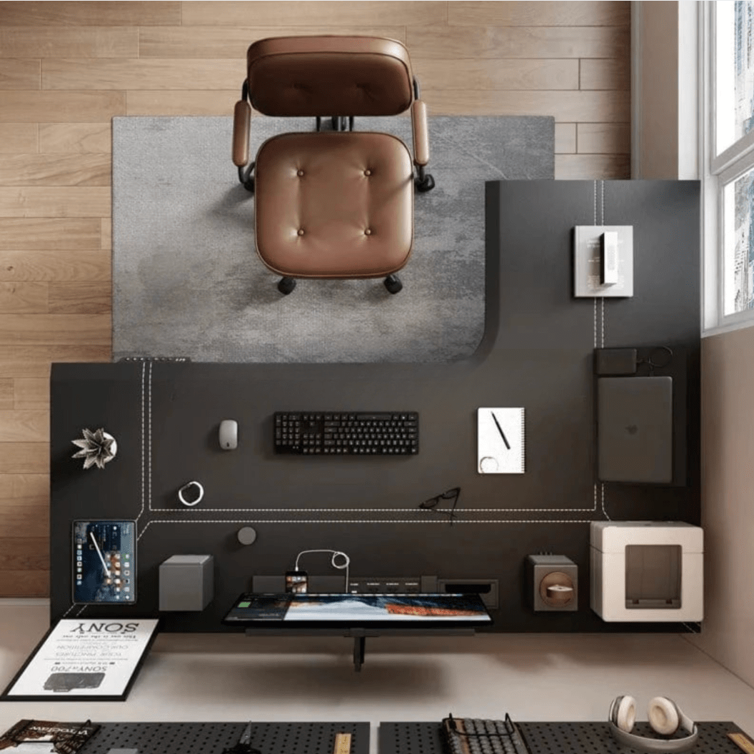 Bureau assis debout plateau bois massif