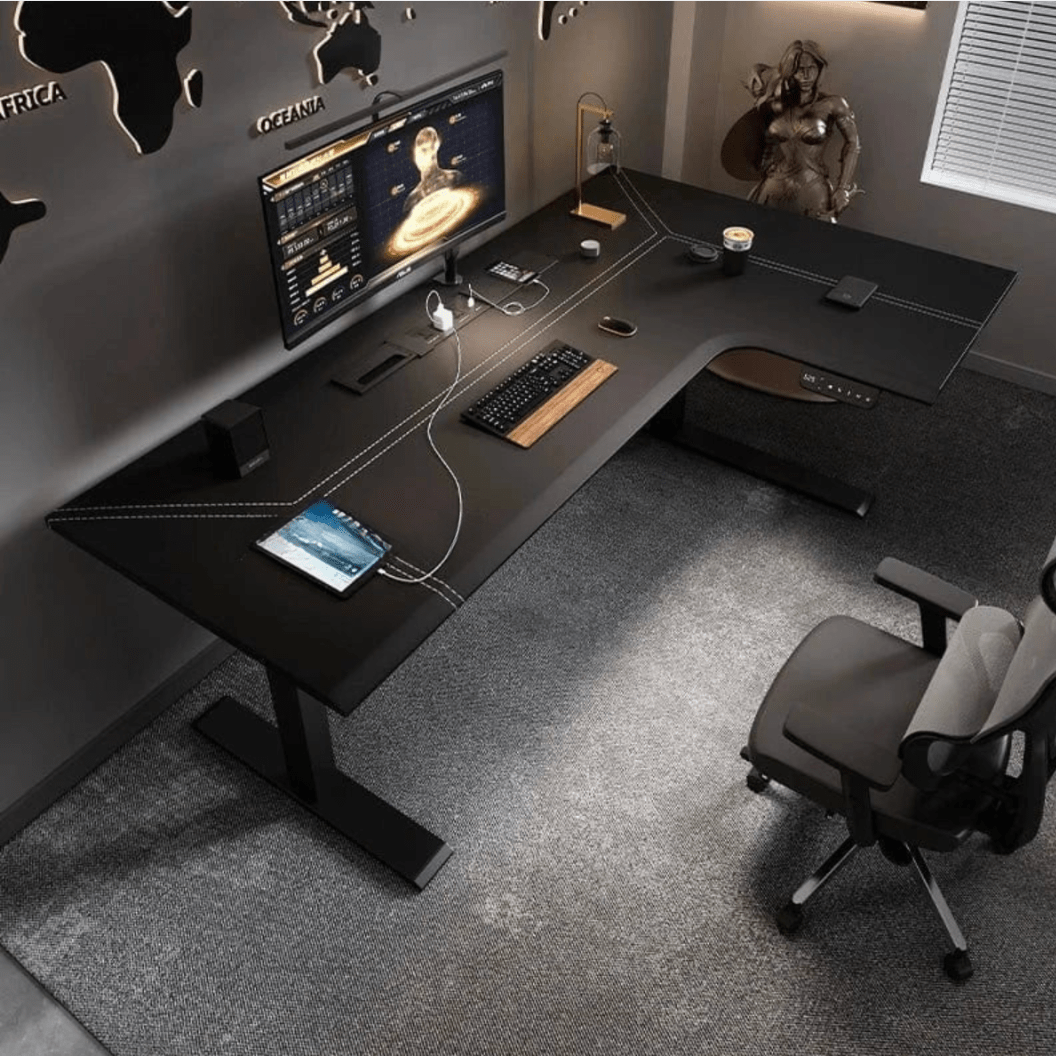Bureau assis debout plateau bois massif