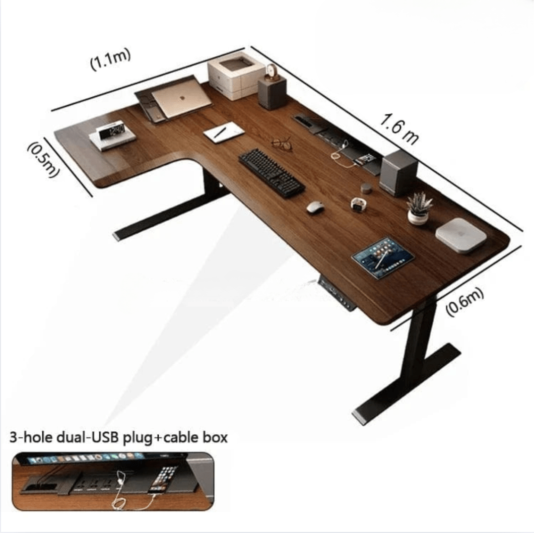 Bureau assis debout plateau bois massif