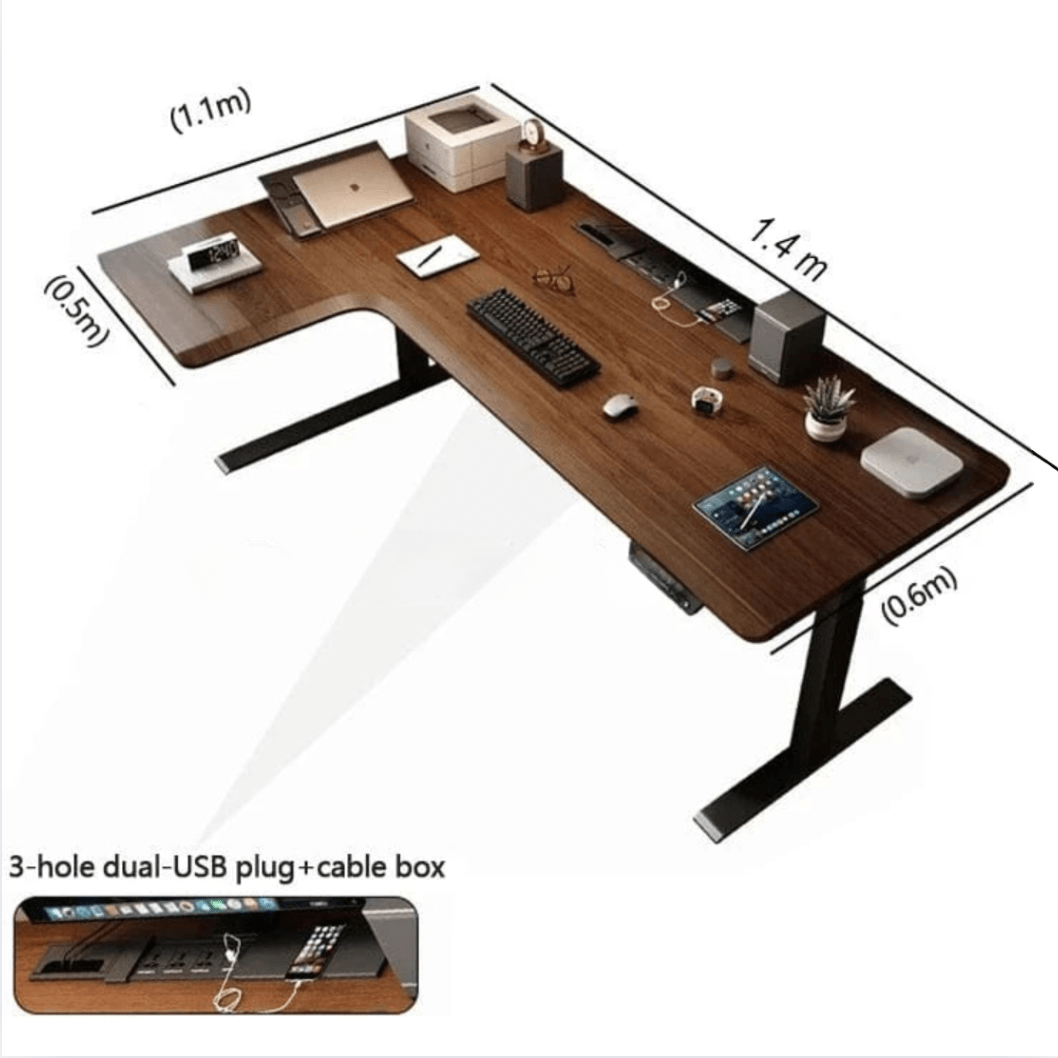 Bureau assis debout plateau bois massif