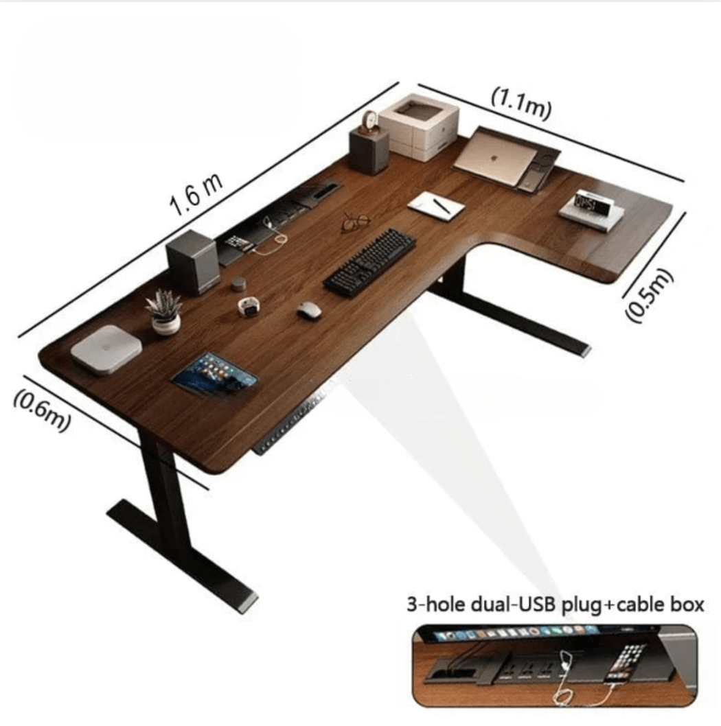 Bureau assis debout plateau bois massif
