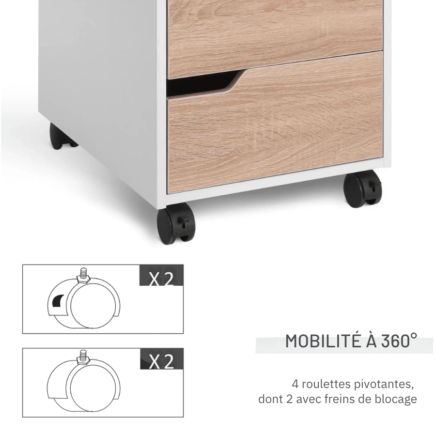Caisson bureau blanc et bois