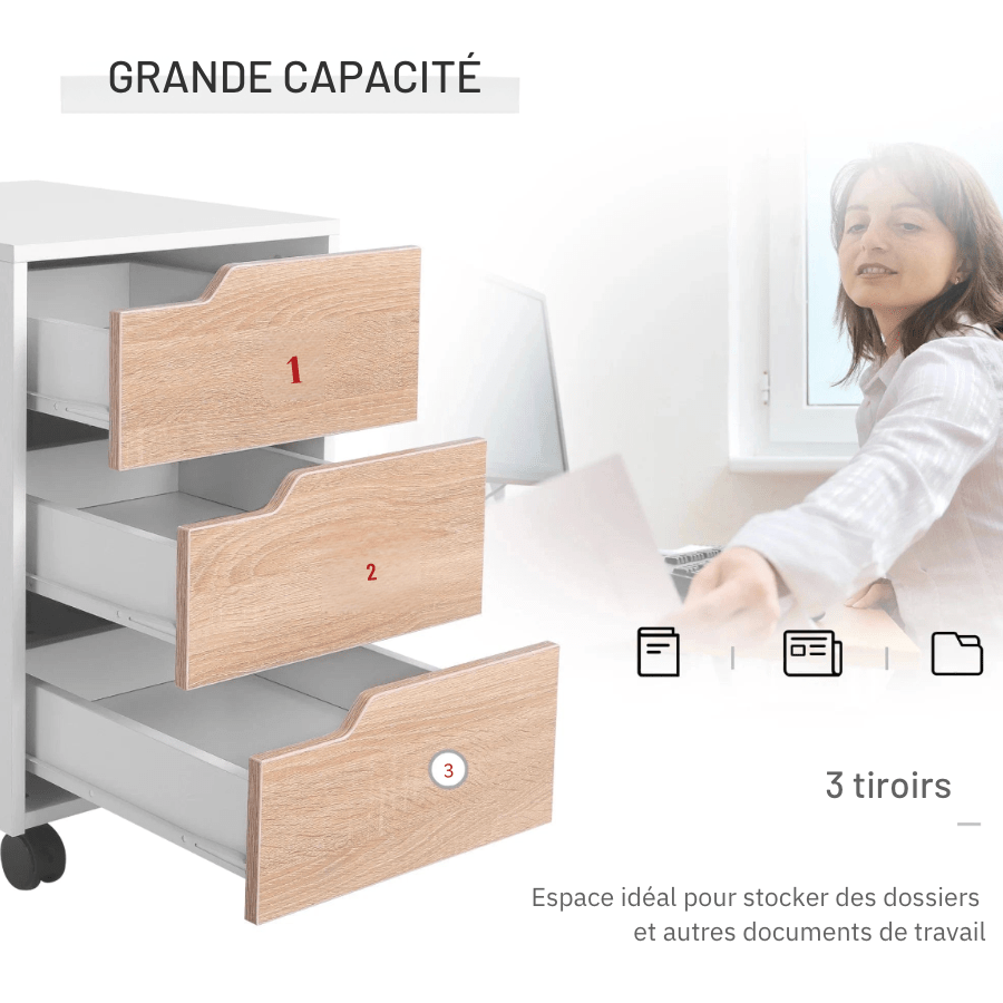 Caisson bureau blanc et bois