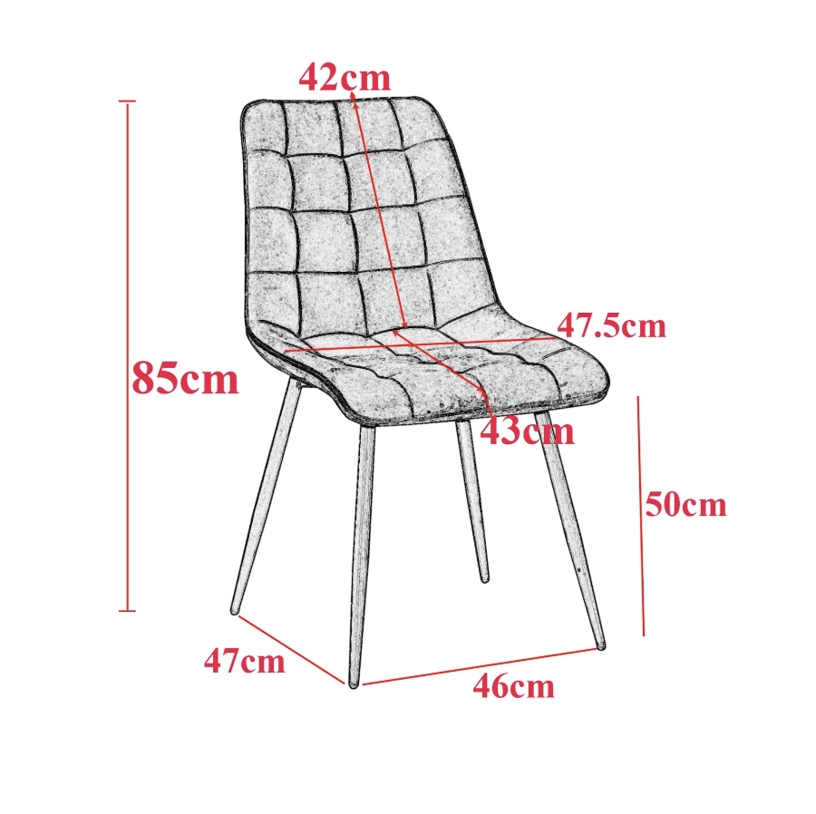 Chaise de réunion en velours | SET DE 4 PIÈCES
