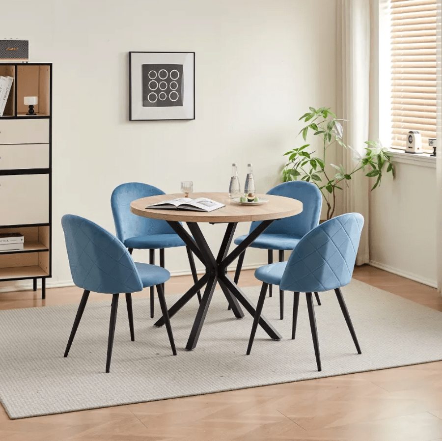 Chaise de réunion style nordique en velours | SET DE 4 PIÈCES