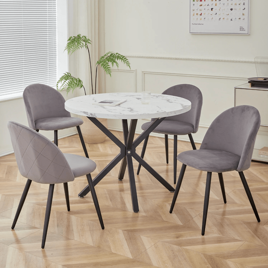 Chaise de réunion style nordique en velours | SET DE 4 PIÈCES