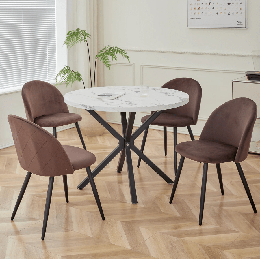 Chaise de réunion style nordique en velours | SET DE 4 PIÈCES