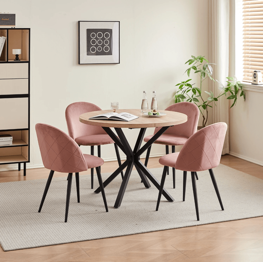 Chaise de réunion style nordique en velours | SET DE 4 PIÈCES